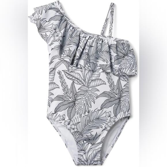 Janie and Jack Ruffle One-Piece Swimsuit sz 6-12 m One Piece Bathingsuit - Picture 1 of 5